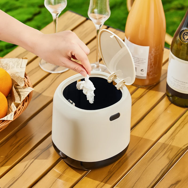 Cute Covered Waste Bin Household Use Simple Desktop Paper Basket Bedroom Living Room Kitchen Toilet Small Coffee Table Design