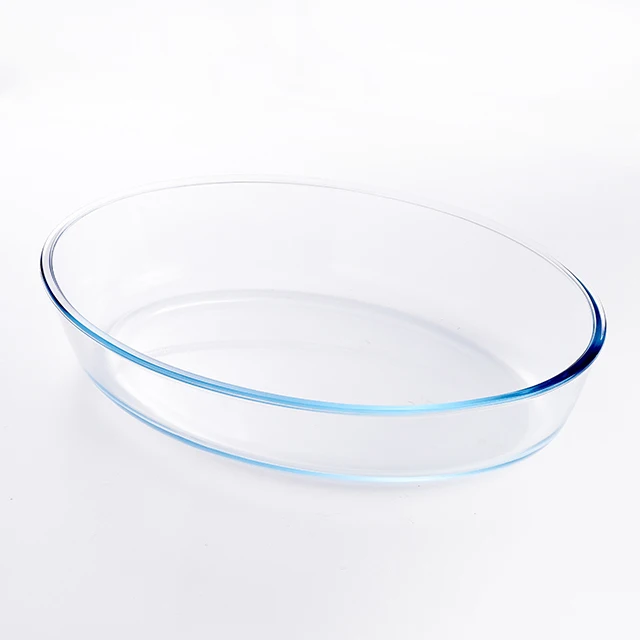 Oval Glass Bakeware Set Plastic Lid Baking Tray Die Casting 3set Dish