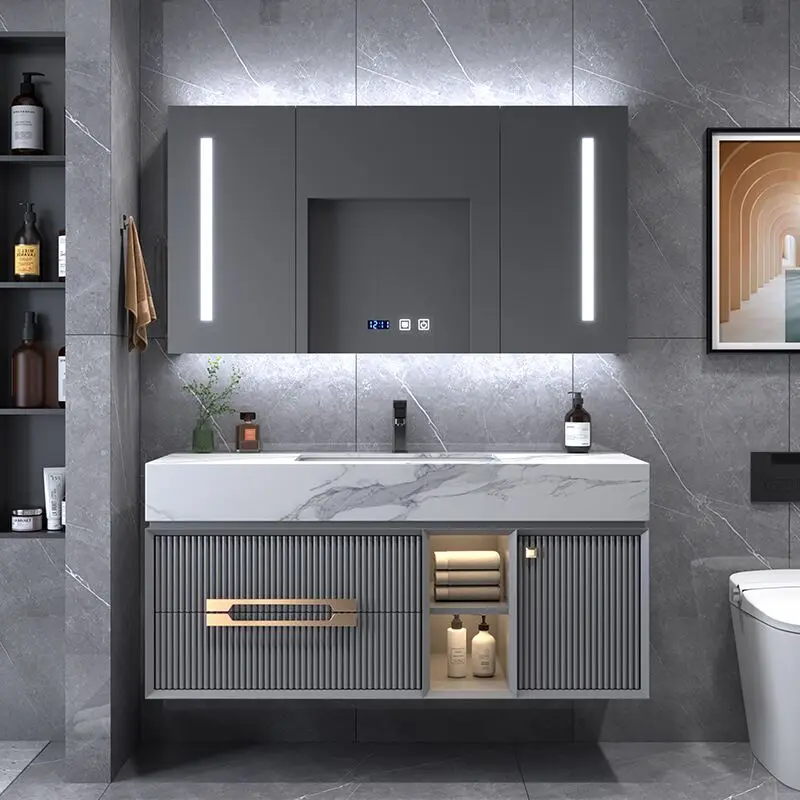 Modern Style Wall Mounted 36 48 60 Inch Bathroom Vanity With Sink Natural Quartz Marble Bathroom Vanity Cabinets