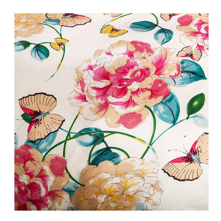 Stock 16MM printed silk fabric Satin pure silk can also be customized according to the pattern printed silk fabric