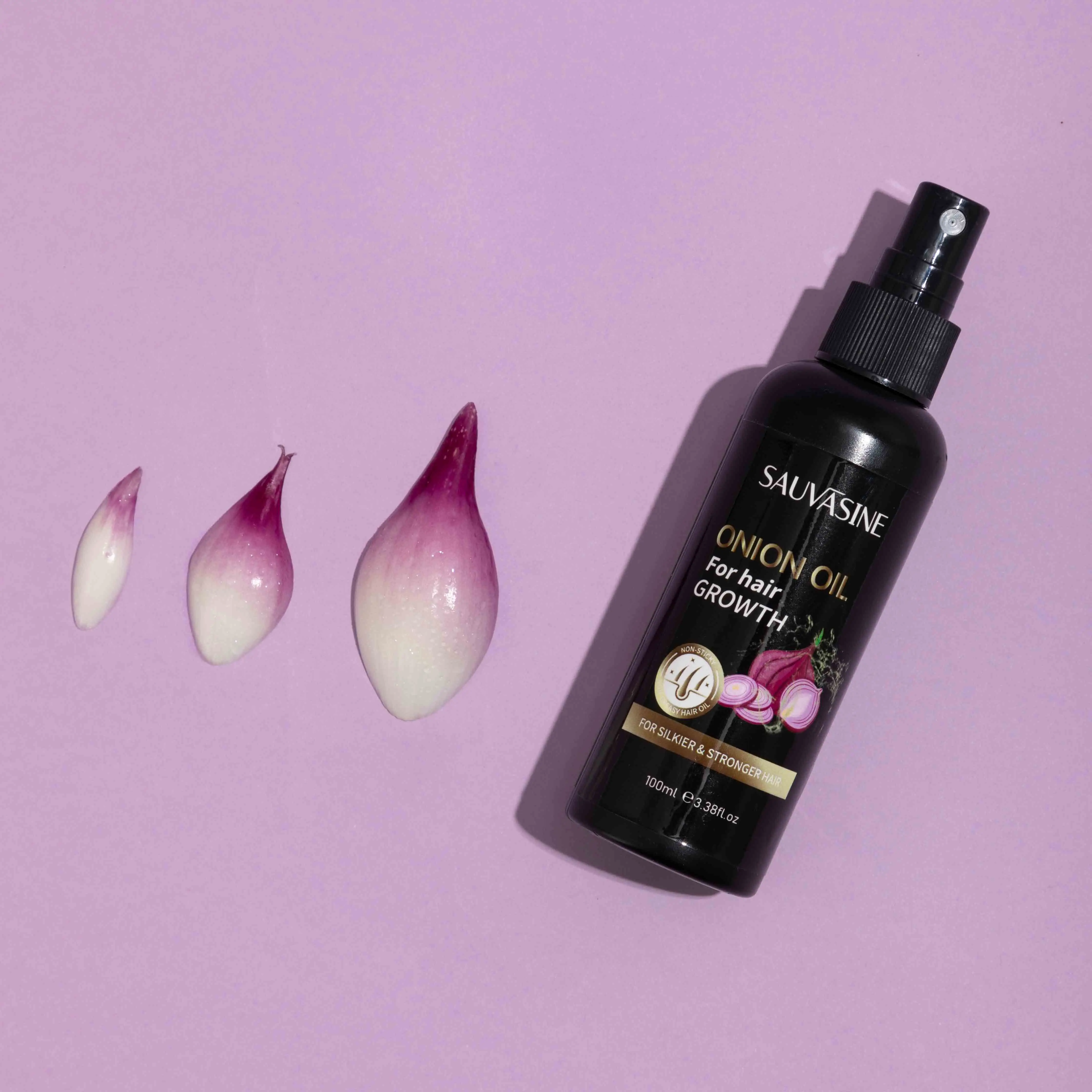 Privae label pure vegan organic nourishing repairing hair-loss prevention healthy hair growth care onion oil for hair growth