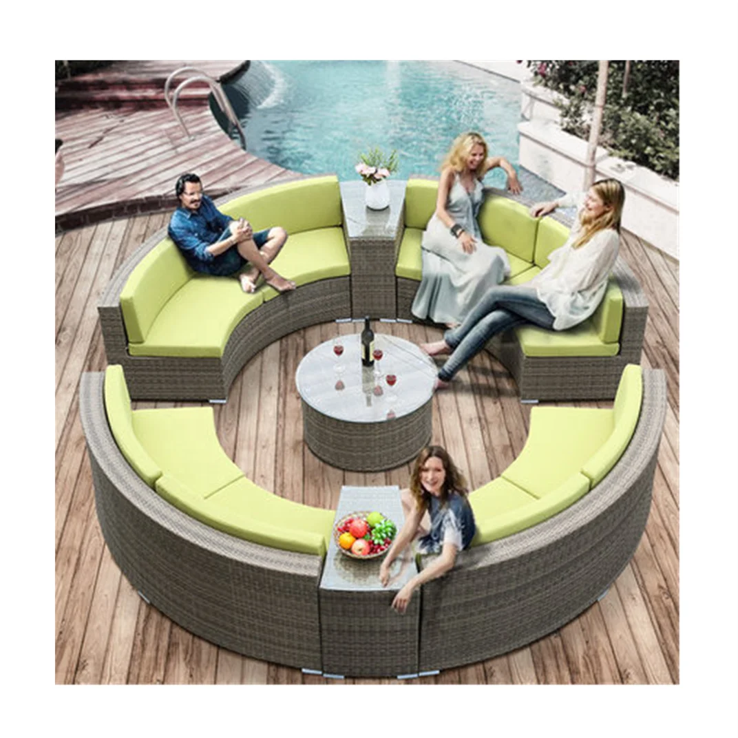 CBMmart Hot Sold Round Garden Sofa Outdoor Furniture PE Rattan Outdoor Furniture Patio St Garden Sofa