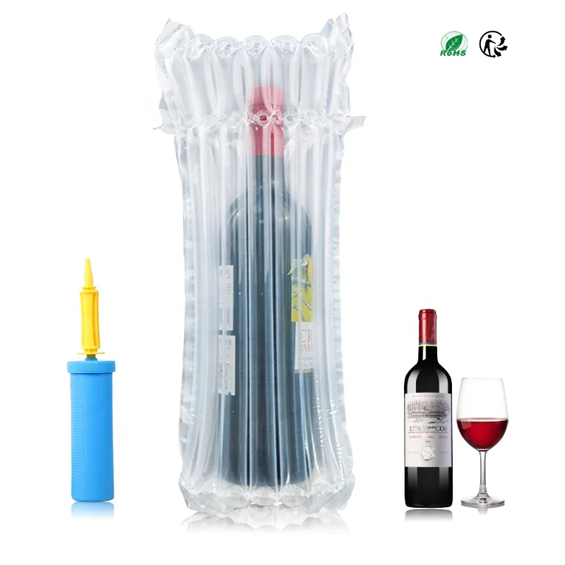 Wholesale Air Cushion Wrap Inflatable Air Packing Plastic Bag Inflatable Air Column Bag for Thailand Wine Bottle Protective Film