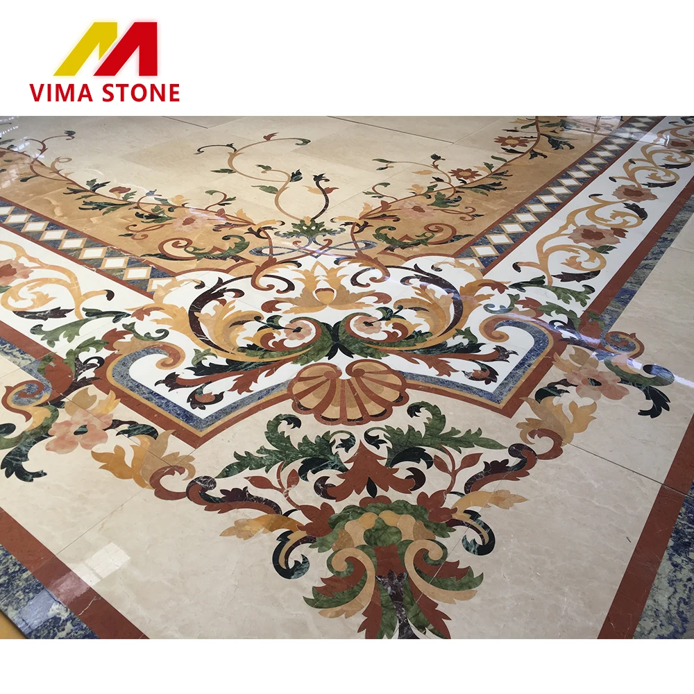 High Quality Stone Waterjet Marble Pattern Tile Waterjet Marble Medallion Flooring Tile for Lobby Entrance Flooring Marble Tile