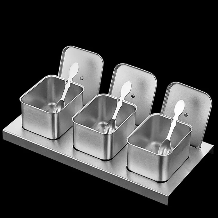 Creative European 304 Stainless Steel Seasoning Box 3pcs Kitchen Spice Jar Set Herb Saver Keep Fresh