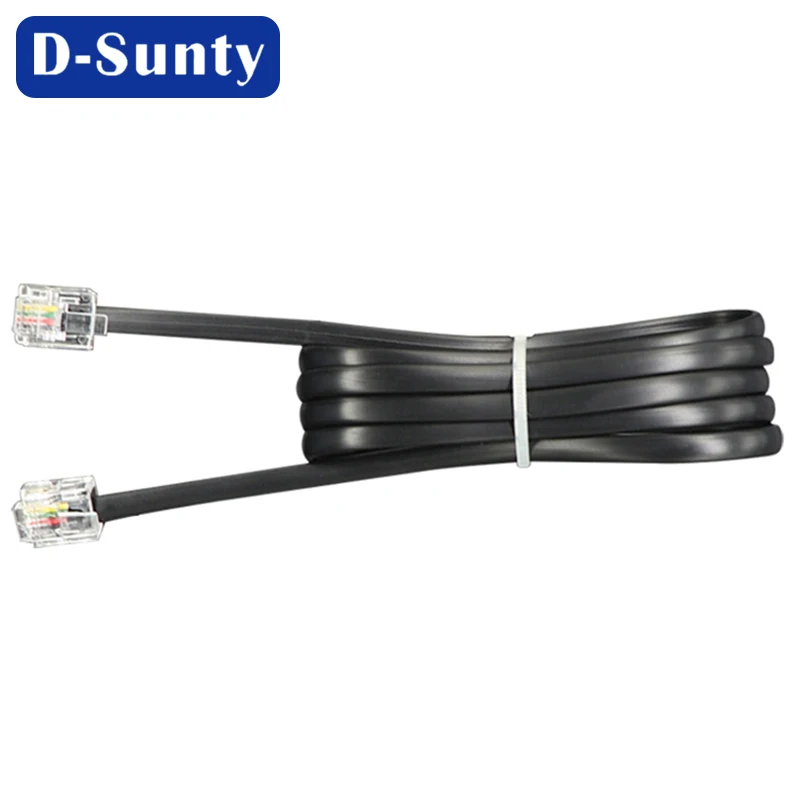 RJ11 flat telephone communication cable 26awg copper conductor 6p6c RJ12 voice signal transmission patch cord CAT3 network cable