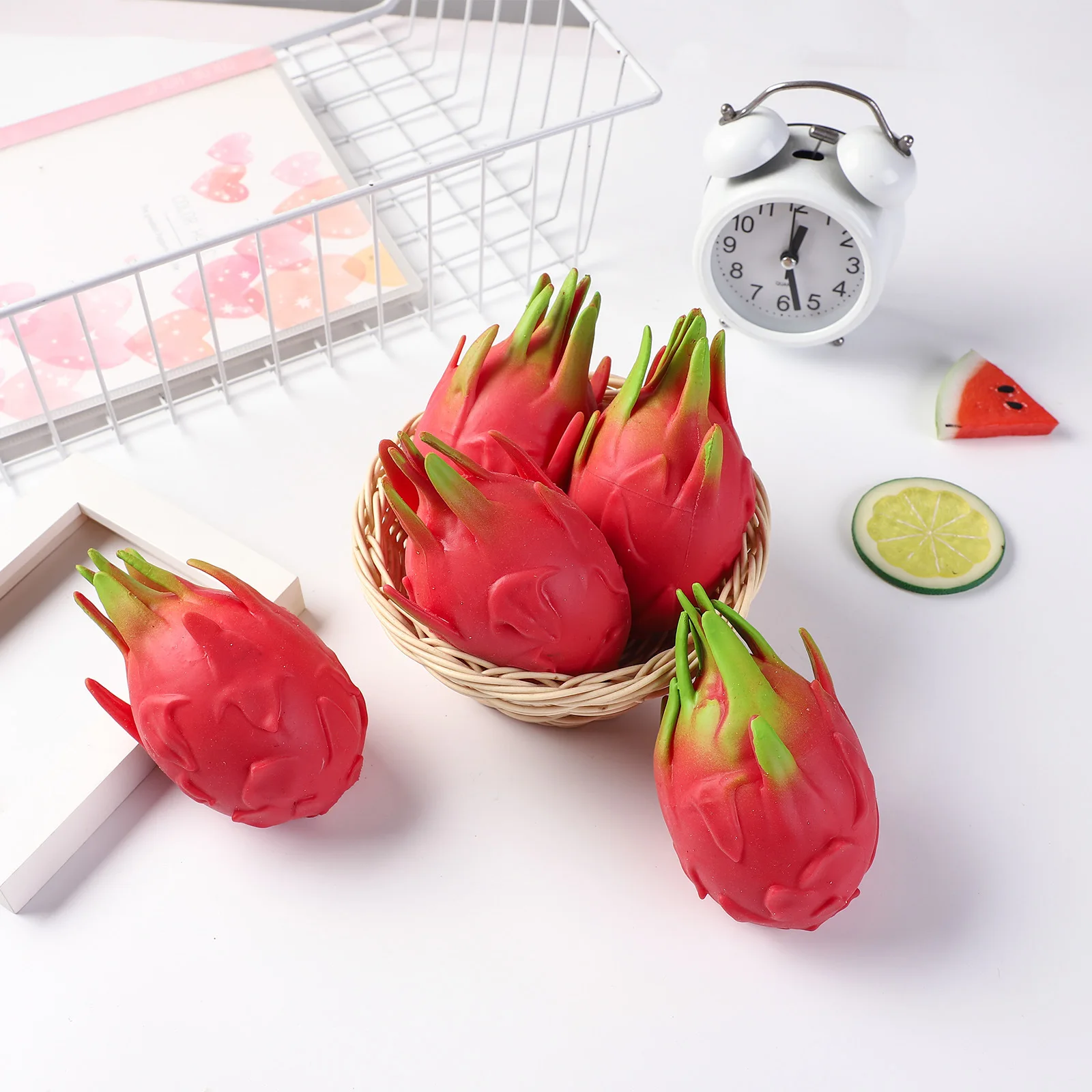 Y838 Simulation TPR Cute Fruit Squishy Stress Balls Fidget Sensory Toy Dragon Fruit Stretchy Slow Rising Toys For Kids