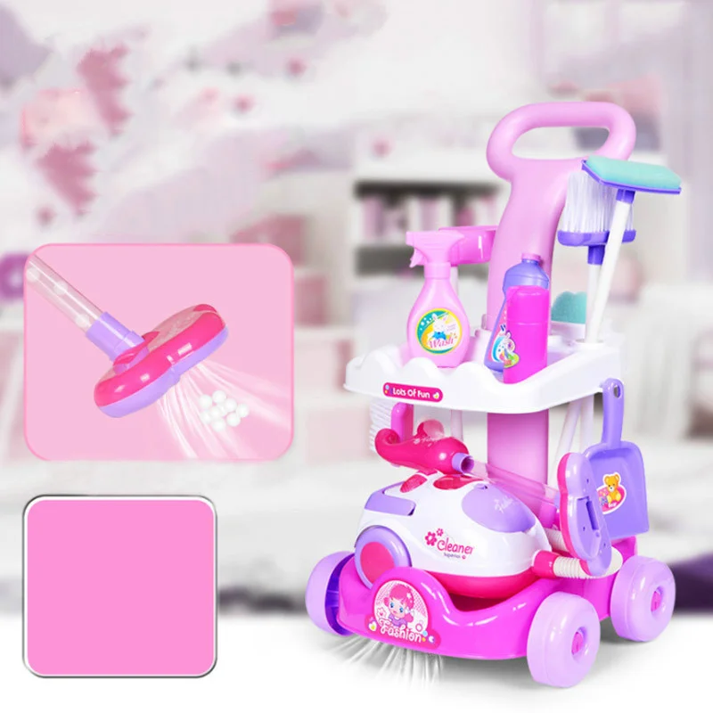 Color BOX Accepted CN;GUA Pretend Cleaning Toys, with Toy Vacuum Cleaner Interactive Fun Housekeeping Supplies Kit Mini Plastic