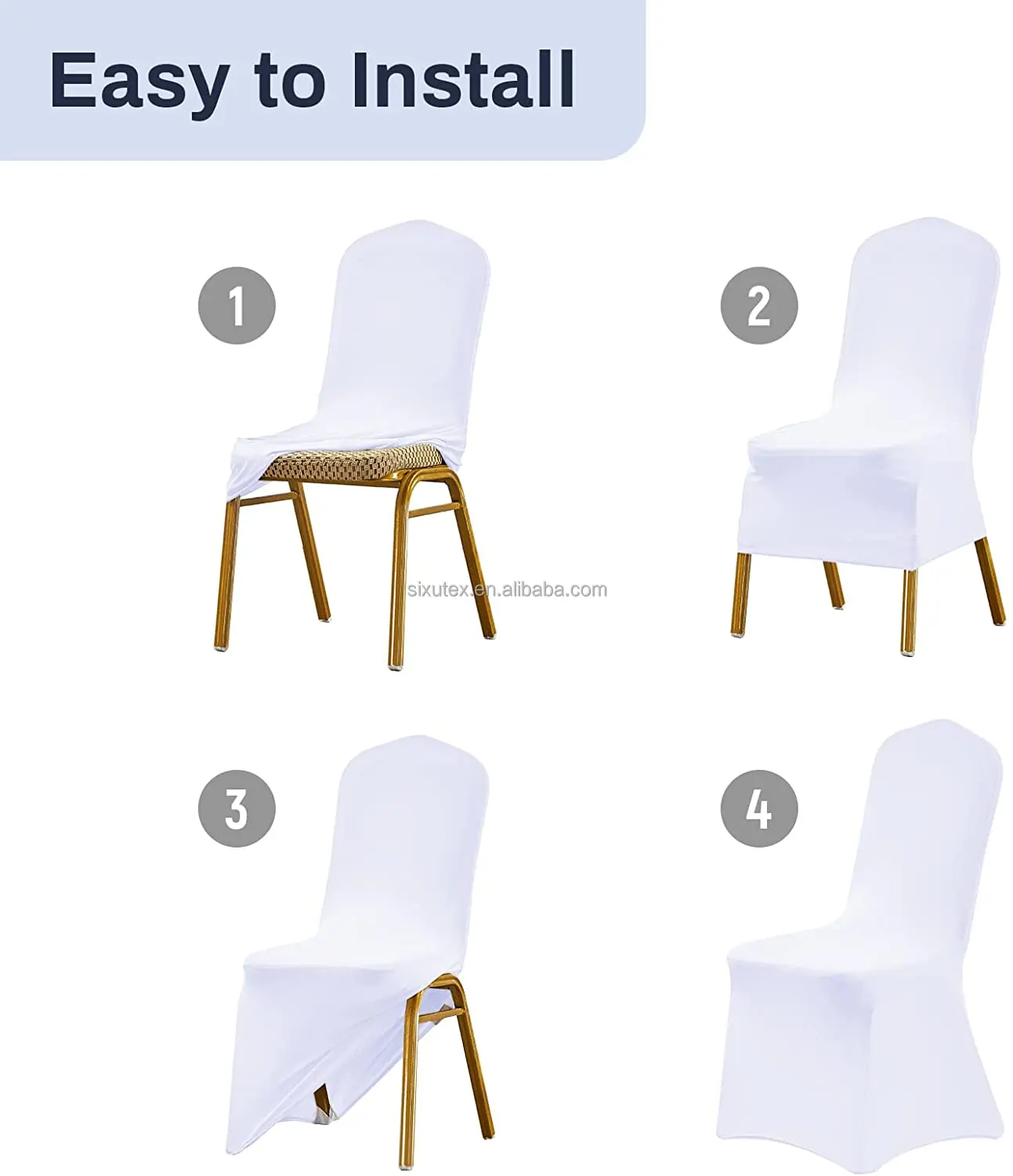 fundas de silla 100 White Spandex Hotel Dining Folding Plastic Banquet Wedding Protector Stretch Chair Covers for wedding