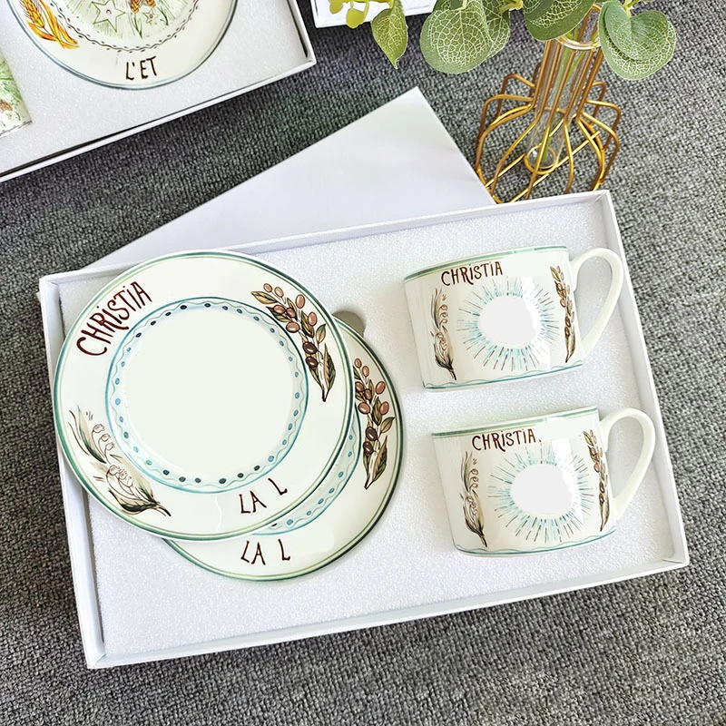 Bone China Coffee Cup Saucer Set European Roaming Beauty Afternoon Tea Drinking Utensils Small Luxury High Sense Suit Gift Box