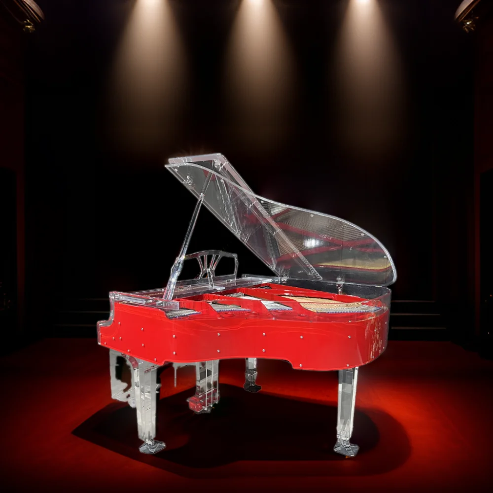 High Quality Luxury Red Acrylic and Mechanical Style Grand Piano Keyboard Instrument Acoustic Piano