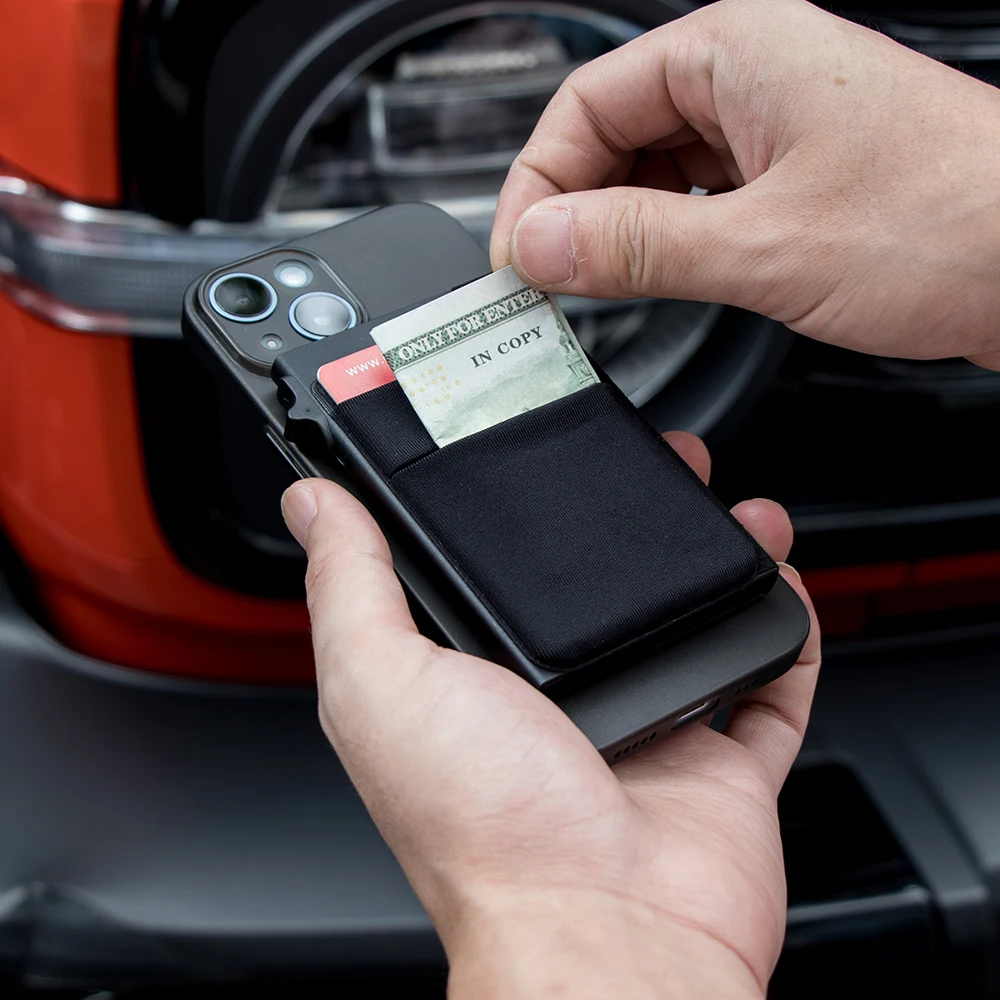 New Product Rfid Genuine Leather Business Smart Credit Card Case Wallet Mini Slim Minimalist Magnetic Pop Up Wallet for Phone