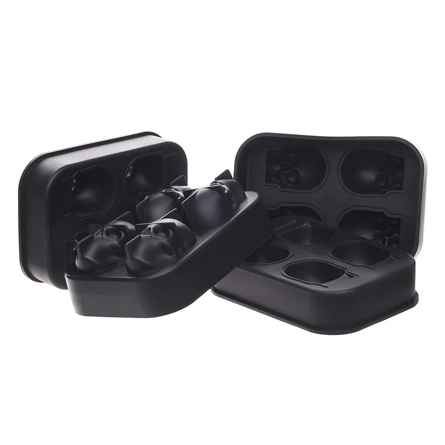 3D Bpa Free Big Large Ball Shape Chocolate Creative Maker Soft Silicone Skulls Face Ice Cube Tray Mold