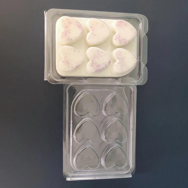 
Customizing Heart Shape Clear Wax Melts and Candle Clamshell Packaging 