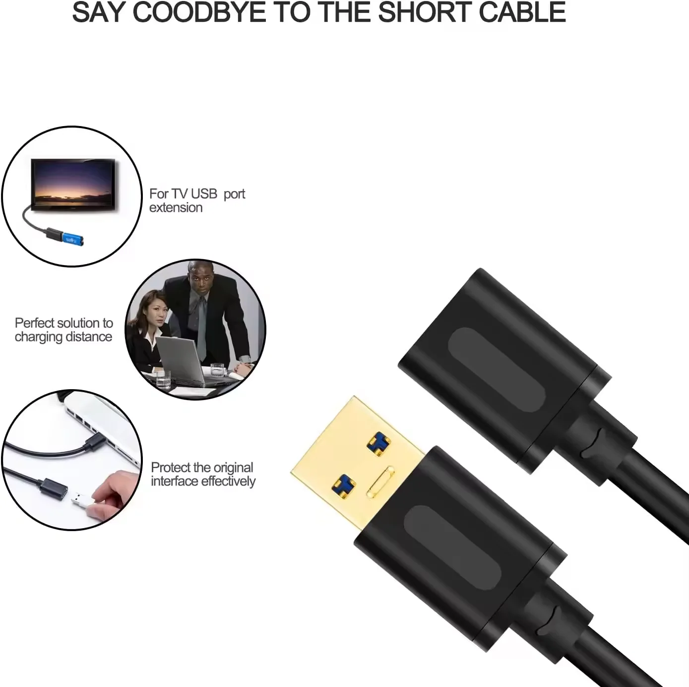 USB Extension Cable 1m/2m/3m USB 3.0 Repeater USB Male to Female Lead with Signal Amplification Active Cord for Printers