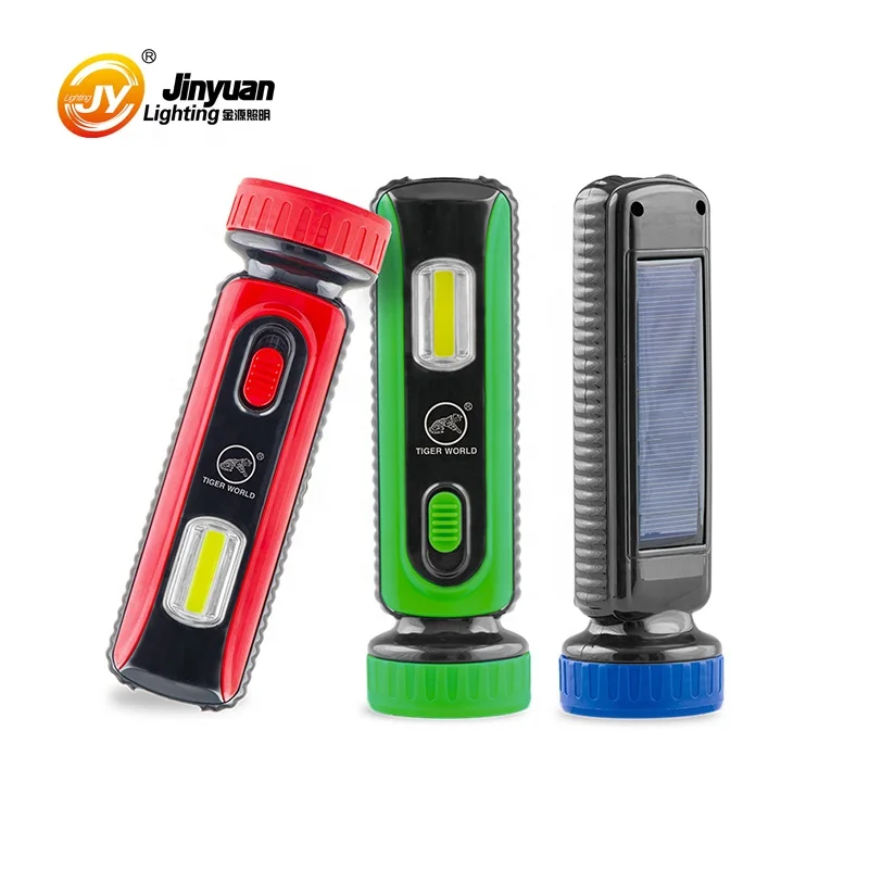 emergency lighting solar power hand held led flashlight usb torch light rechargeable with side light