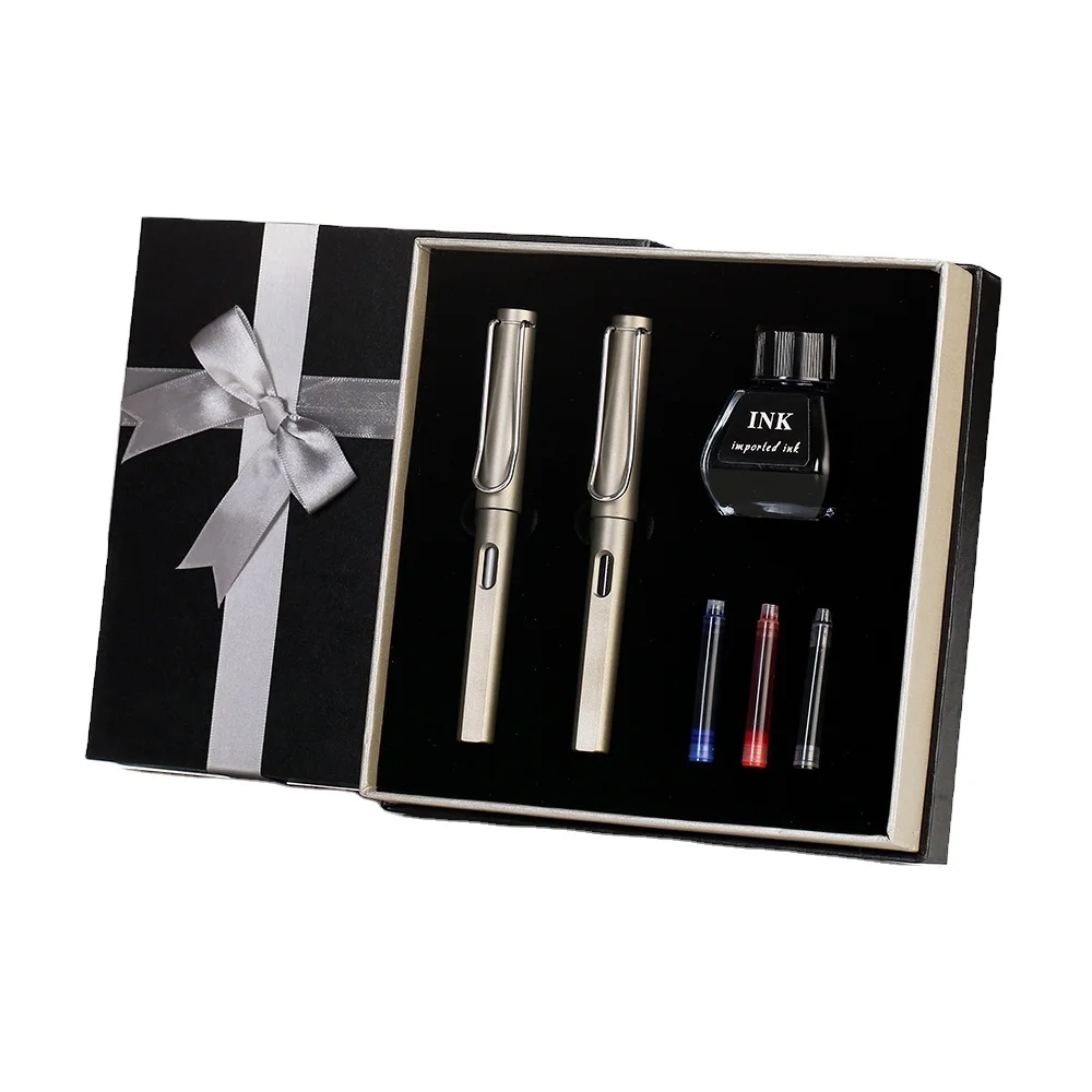 Office stationery business gift fountain set with 200 pens set deli ink pen set fountain pen with luxury box