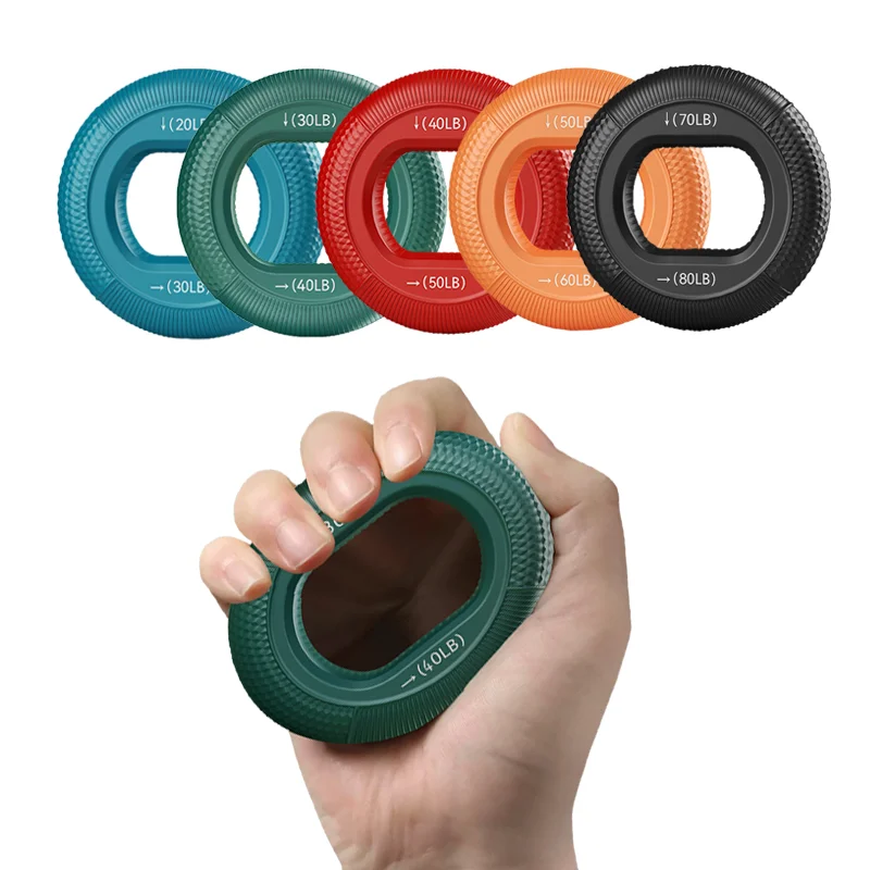 wholesale 20-80LB Adjustable Fitness Silicone Hand Grip Strengthener finger exercise rubber hand grip Resistance Grip Rings