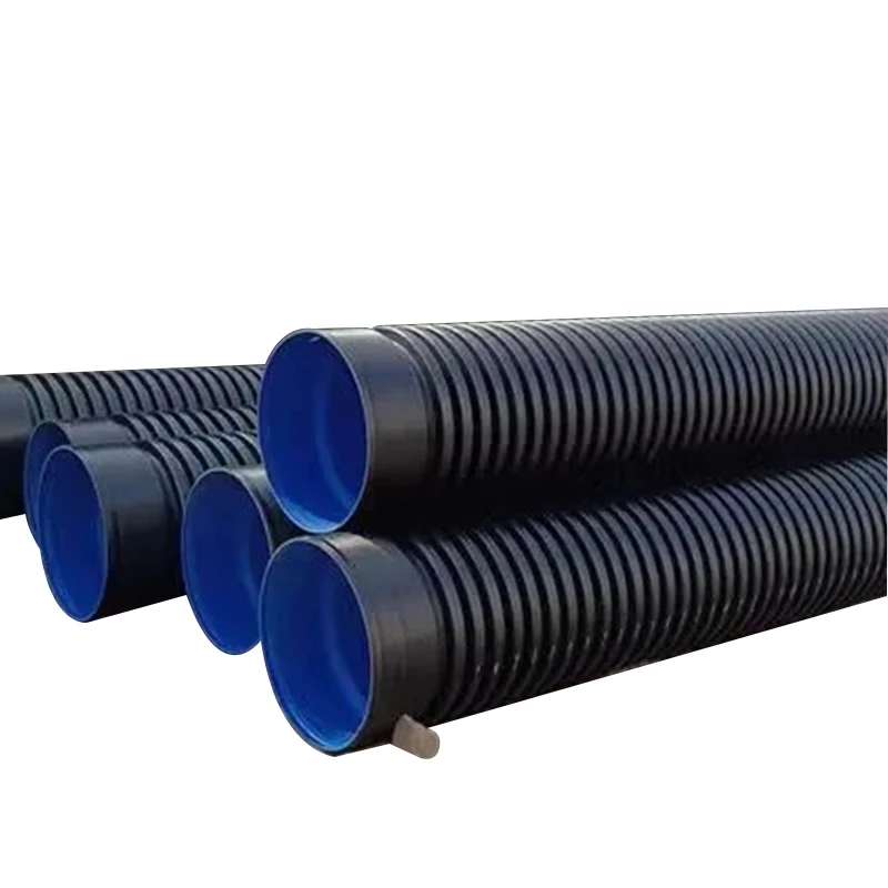 Двухслойная Гофрированная Стальная черная труба HDPE для дренажа SN4 SN8 400 800 900 Размер розетки