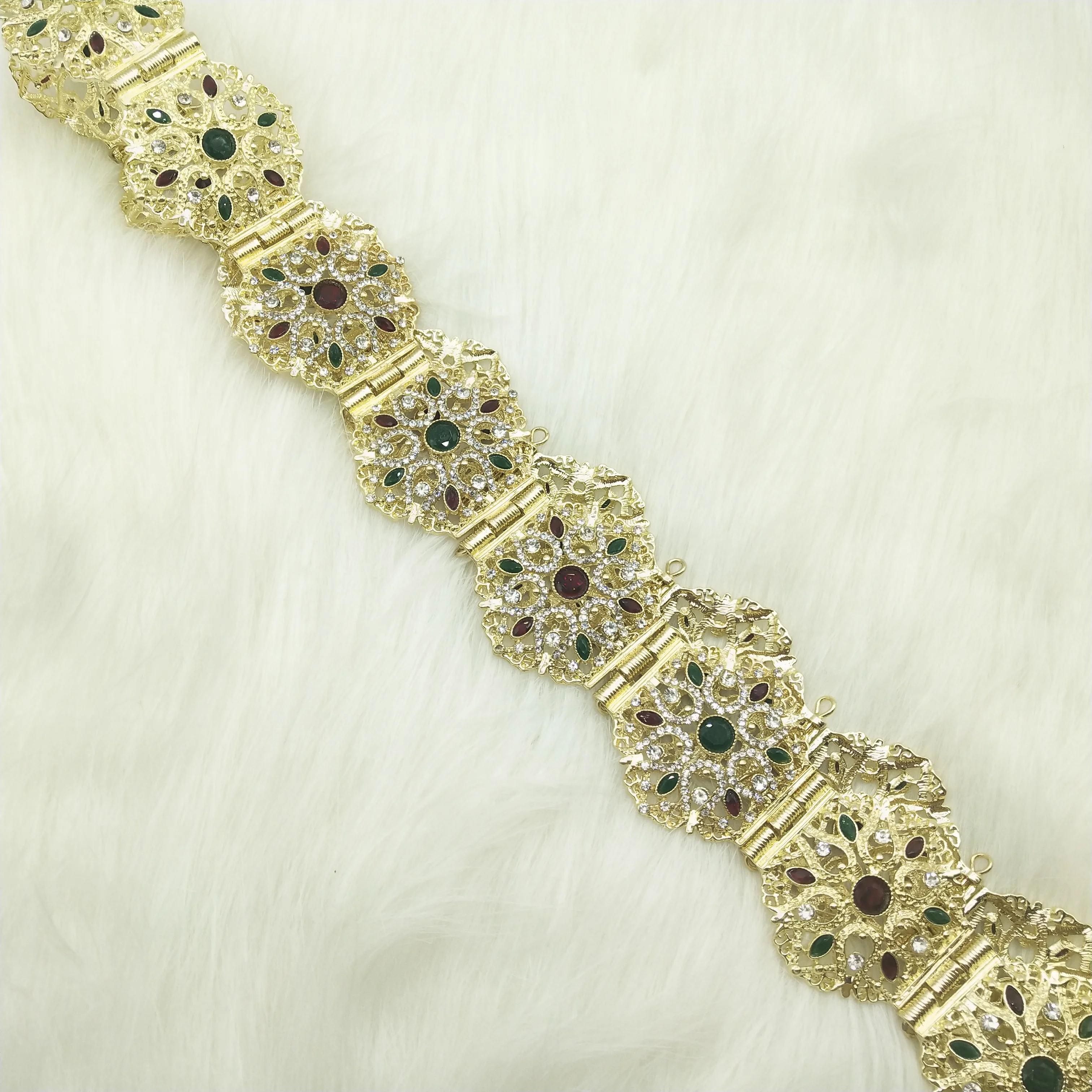 C Beautiful  flower shape hollowed out full rhinestones Algerian Moroccan belt wedding gown clothing accessories