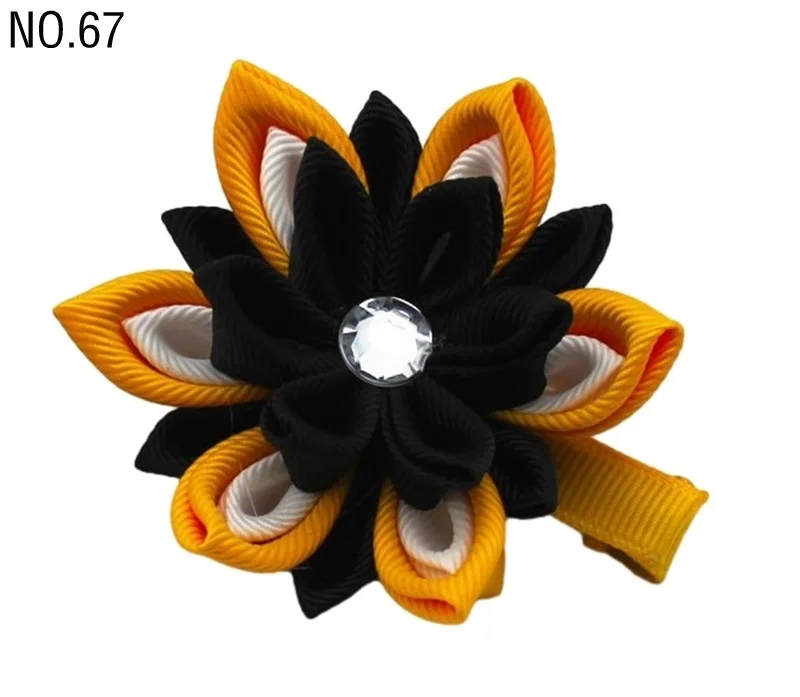 3 inch double layered big kanzashi hair clip for girl flower bows kids accessories