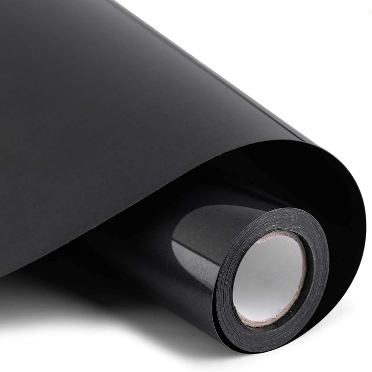 20inchx50Yard Easy To Cut Classic Black HTV Vinyl Rolls PU Material Stretchable Heat Transfer For Textiles Cotton Fabric