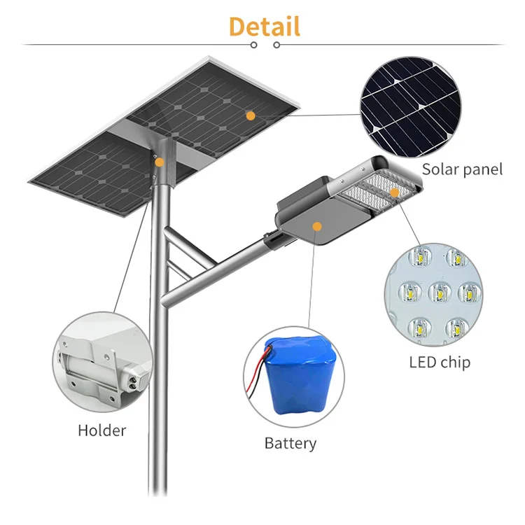 ZJRG Remote control Ip66 waterproof outdoor SMD aluminum 30W 40W 50W 60W 80W 100W 120W  led solar street light Remote Control