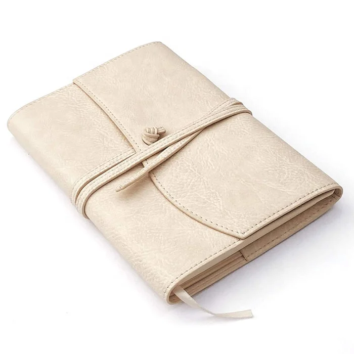 Aesthetic Notebook Cover Wholesale Leather Notebook High Quality Beige Notepad with Leather Strap