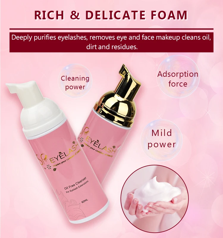 private label high quality eyelash extension cleanser foam cleaner lash shampoo kit with brush