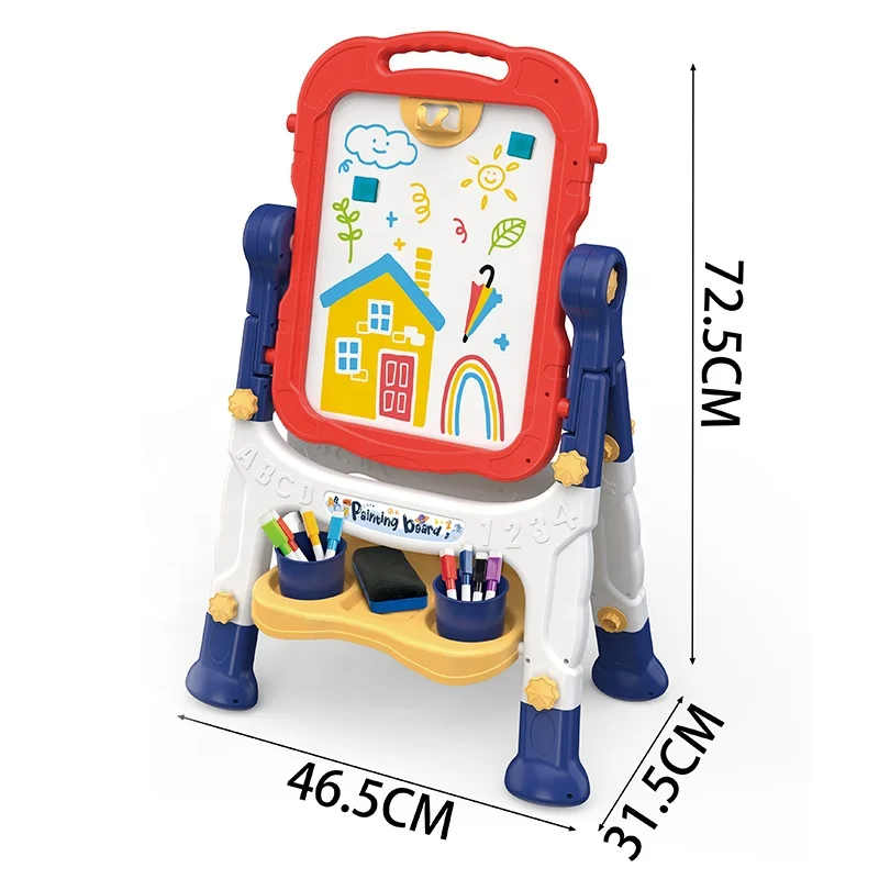 Kids Art Easel with Painting Accessories Double-Sided Large Adjustable Standing Rotatable Magnetic Drawing Board Toys