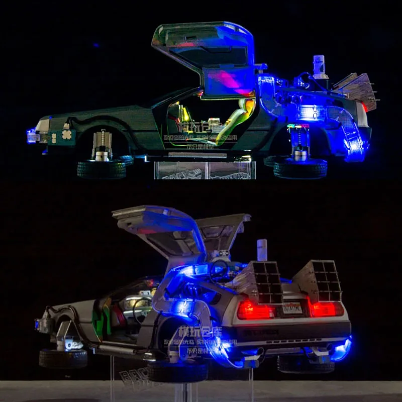 Diecast 1/18 ELITE DMC-12 DeLorean Car Model Die-Cast & Toy Back To The Future Vehicle with Light&Sound Model Car for Collection