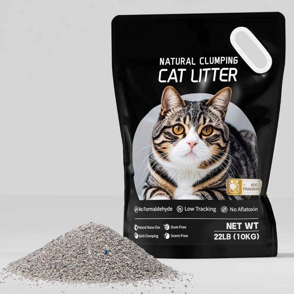 10kg Sodium Cat Litter Wholesaler Crushed Ore Nano Bentonite Cat Litter Quick Clumping Super Odor Control Bentonite Cat Litter