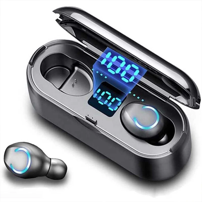 Portable F9-8 Wireless BT Headset Smart Audifonos Comfortable Powerbank Power LCD Display Earbuds Wireless Headphones F9-8 Tws