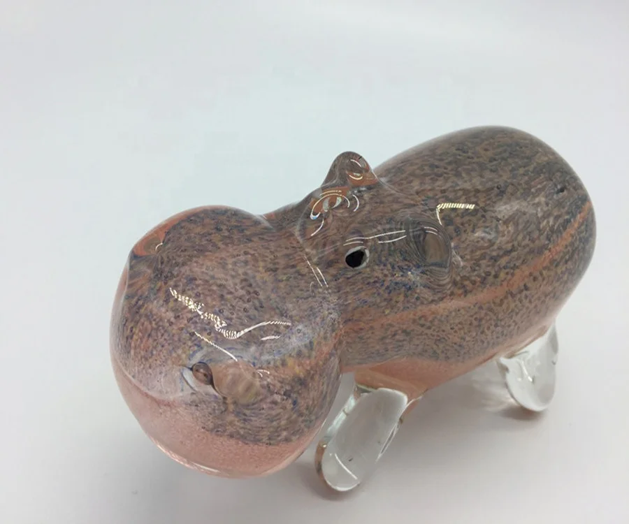 Antique small murano glass hippo figurines