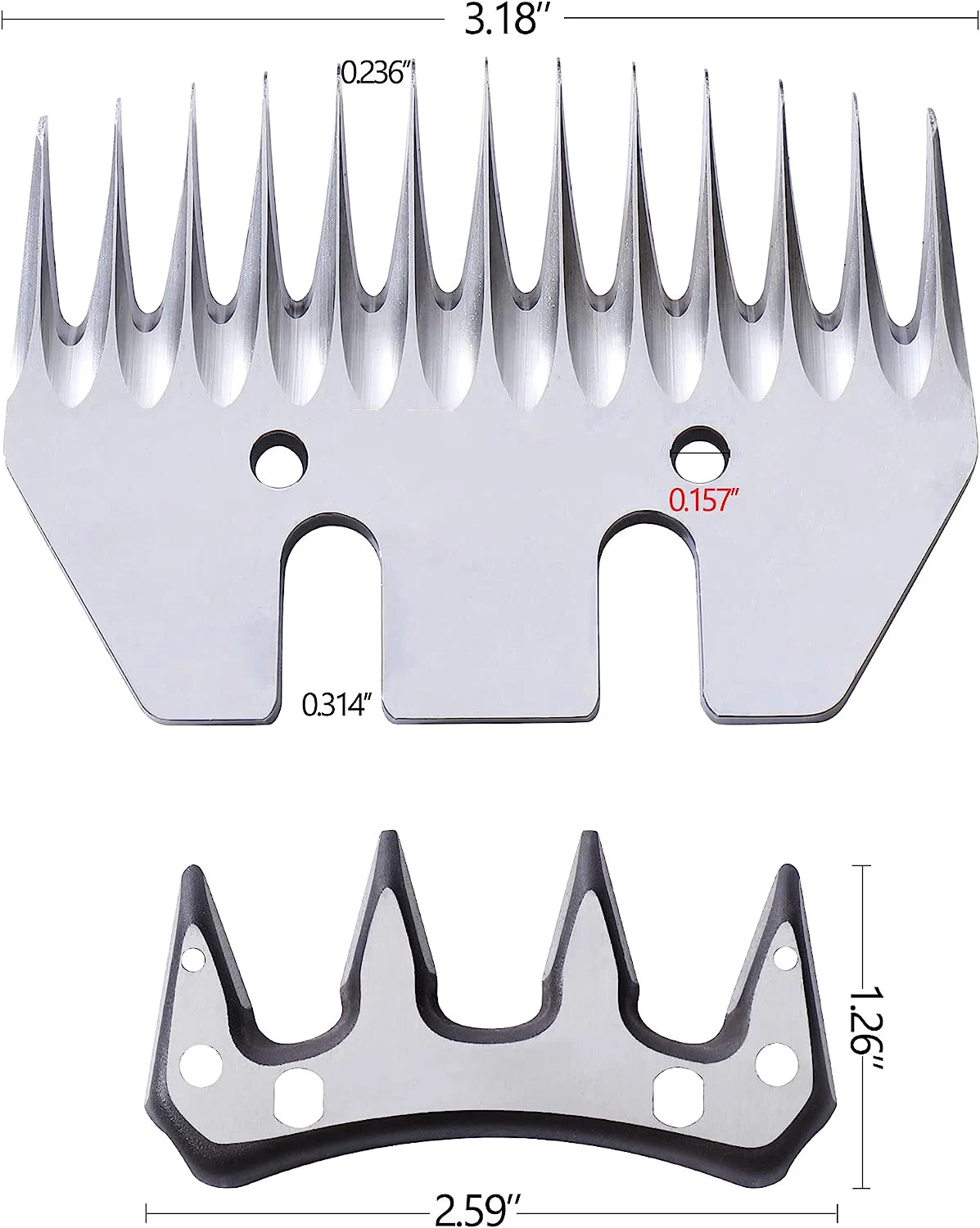 13 Teeth Straight Replacement Blades Sheep Shears Professional Stainless Steel Sheep Clipper Blades