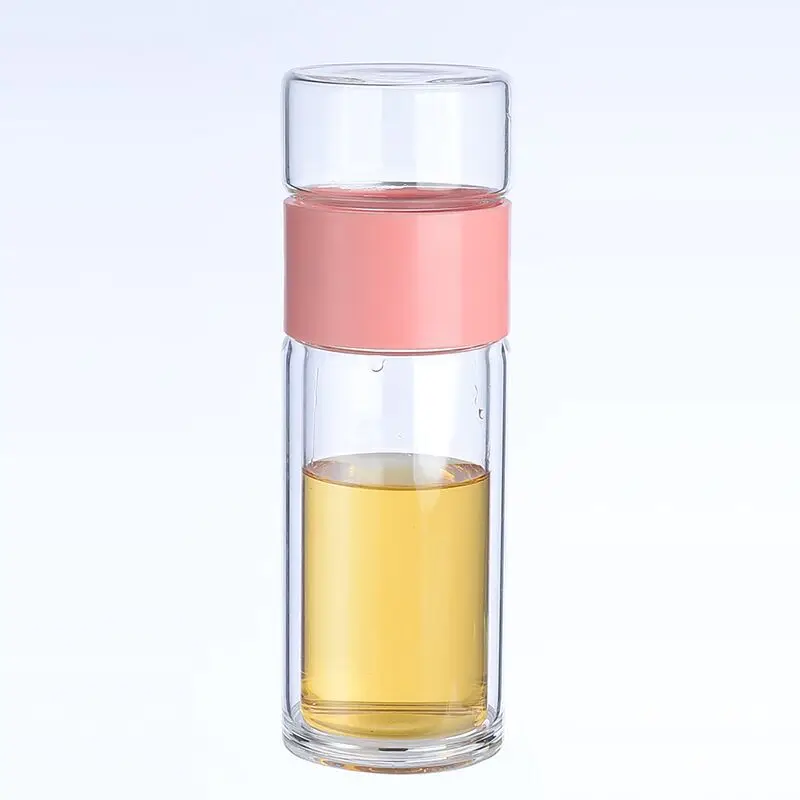 
 Уличная двухслойная бутылка для питьевой воды из боросиликатного стекла с фильтром для чая  