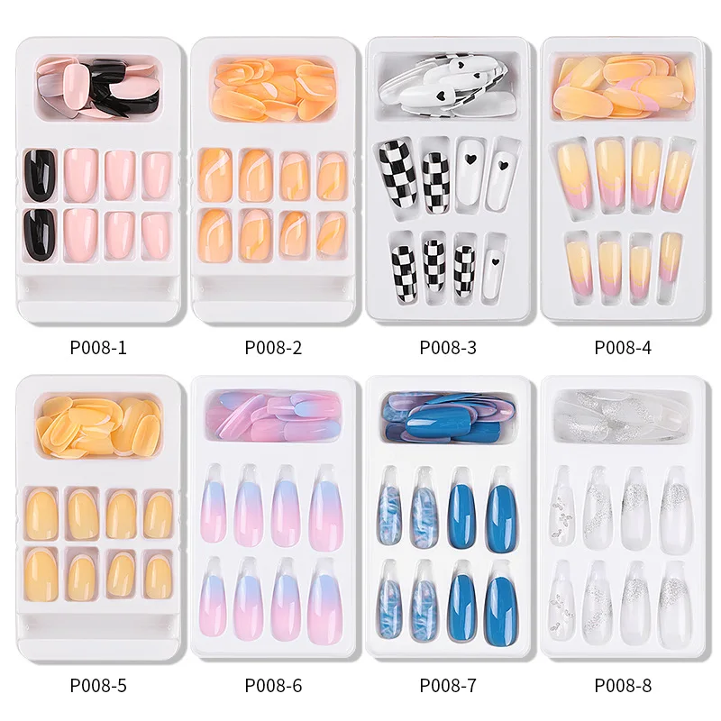 Wholesale Factory Price 24pcs Private Label Full Cover Coffin False Nail Art Manicure French Fingernail Nail Supplies