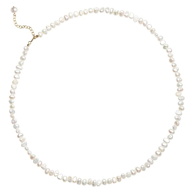 4-5mm small baby tiny size fresh water natural freshwater cultured real flat irregular baroque pearl choker necklace 16'