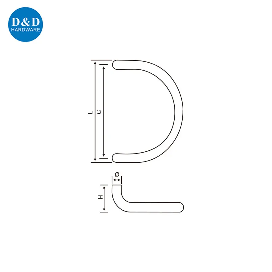 Stainless steel silver D type back to back pull handle for Glass Main Door Pull Handle Hardware