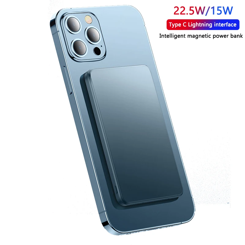Customized  portable charger Magnetic power bank mini slim small pocket qi wireless 10000mah 5000 mah magnet power banks