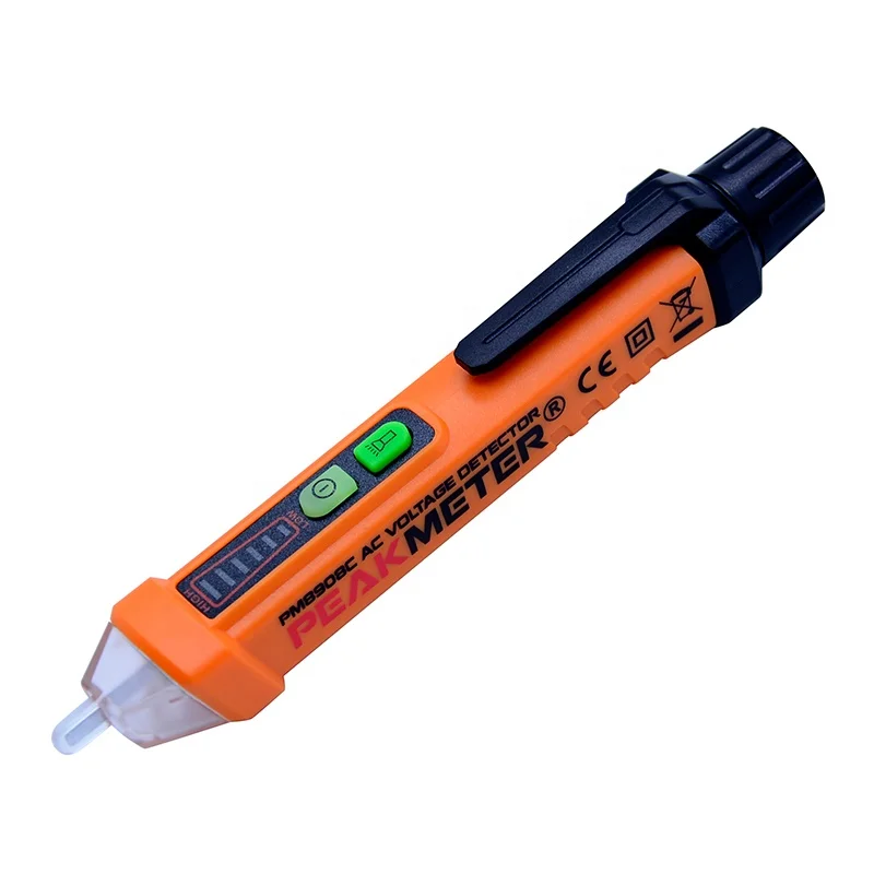 Peakmeter PM8908C Factory Supply Non Contact Electronic AC Voltage Detector Pen With 3 Kinds Sound And LED Alarm tester