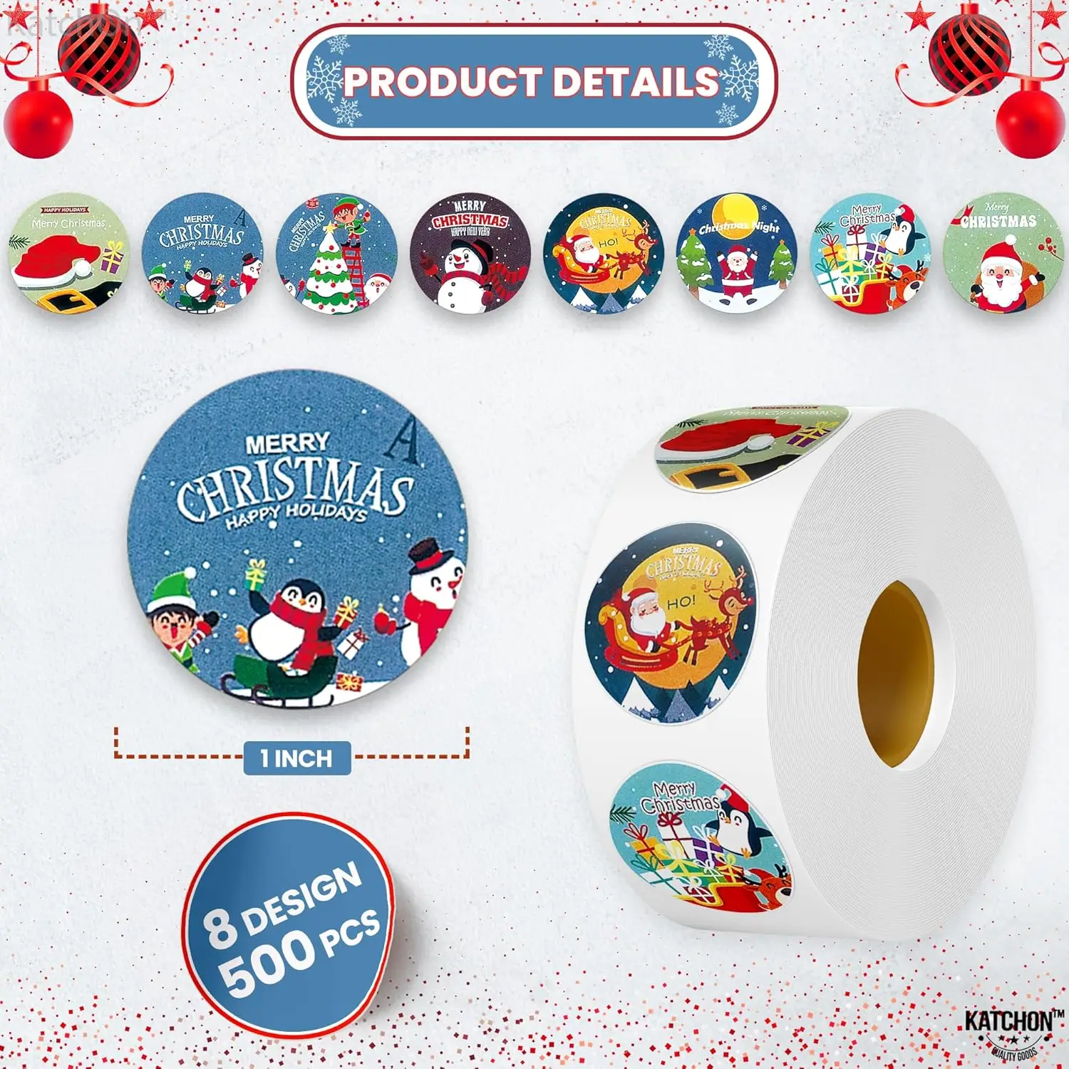 Custom Christmas Stickers Holiday Stickers for Card Envelope Adhesive Christmas Label Stickers for Awarding Kids