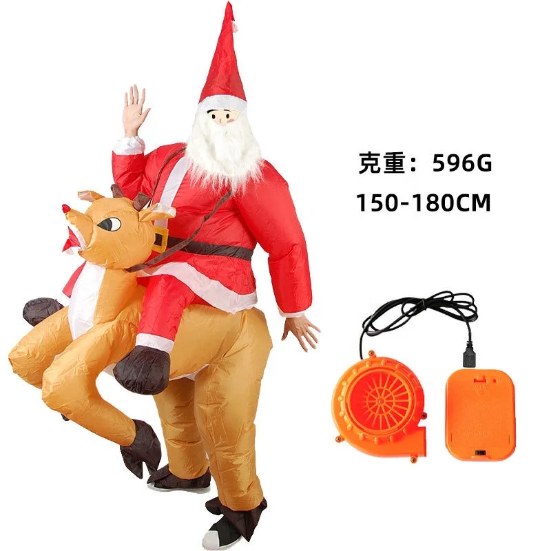 Inflatable Christmas Santa Claus Penguin Gingerbread Man Snowman Deer Costume Adult