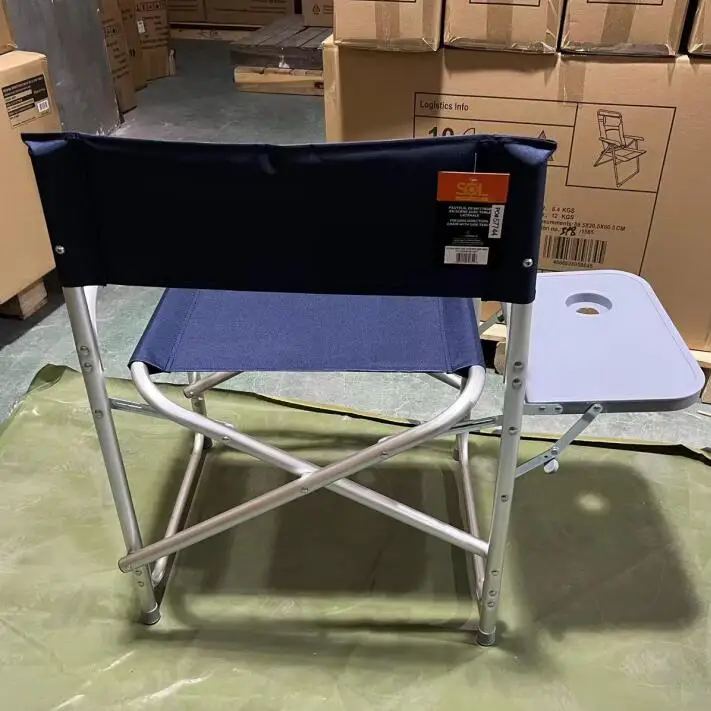 Heavy Duty  Lightweight Folding Directors Chairs Outdoor, Aluminum Camping Chair with Side Table