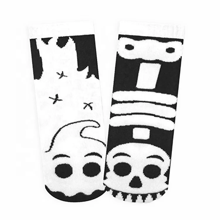 XIANGHUI Halloween Ghost Skeleton Kids Glow-in-the-Dark Socks with No Slip Beads