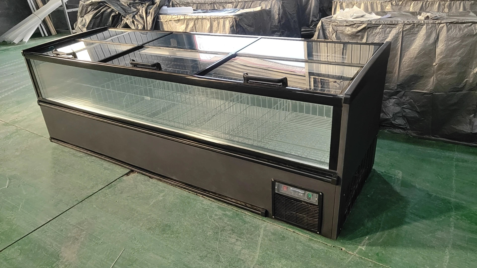 Island freezer for supermarket ice cream showcase display sliding glass door cabinet showcase combined refrigerator