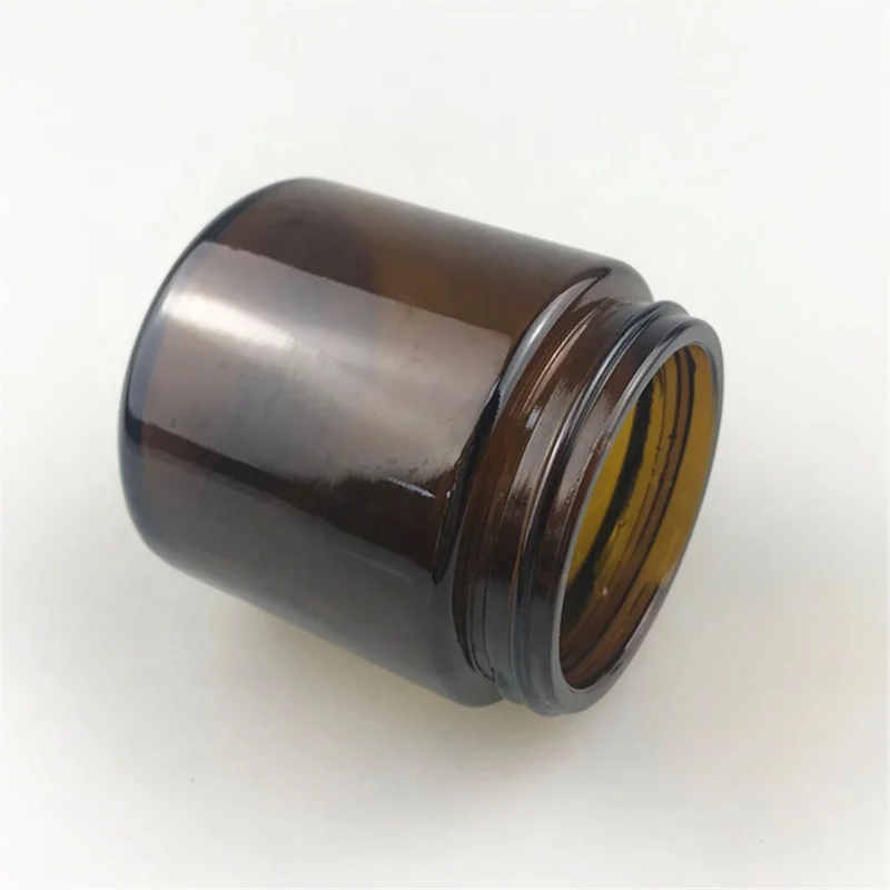 
wholesale 100 ml wide mouth 4 oz amber glass candle apothecary jars with metal lid 