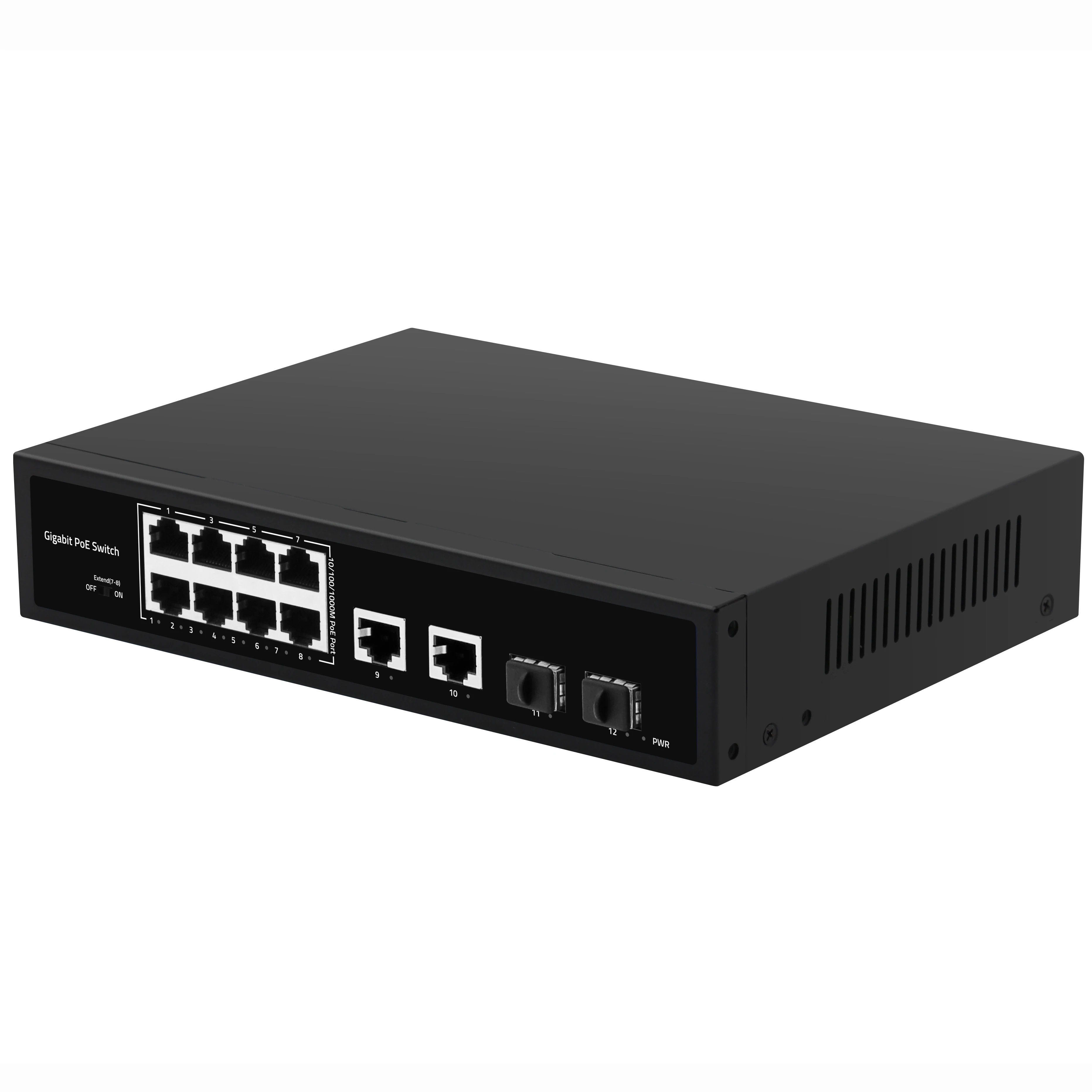 Smart watchdog Network Optical Fiber Switches 12 Ports Gigabit POE Switch poe+ for CCTV cameras