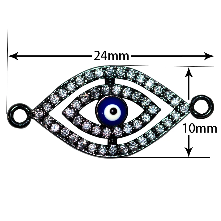 Wholesale fashion jewelry accessories CZ Micro Pave gold plated copper eye charms for jewelry making