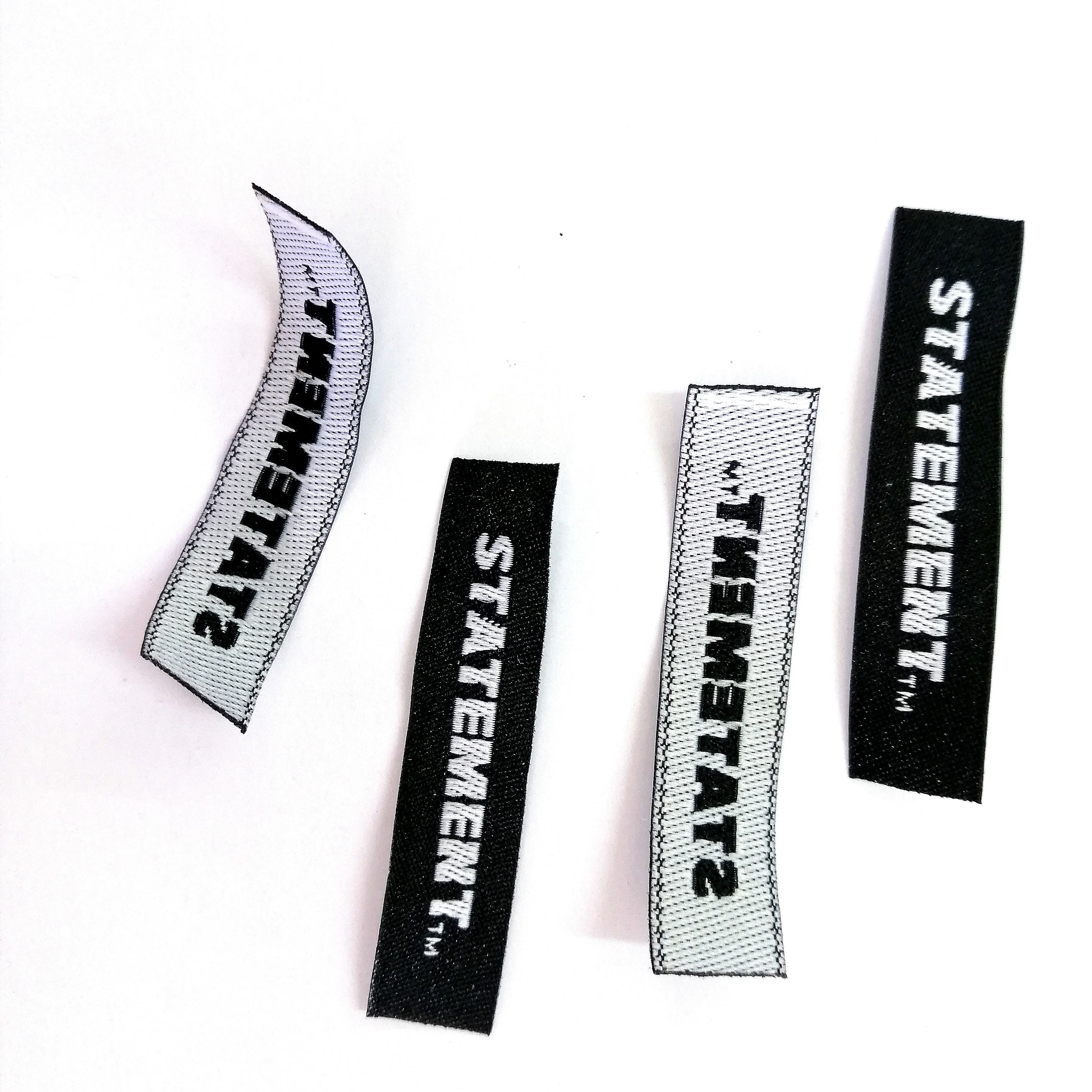 Sew on Clothing Accessories Custom Machine Woven Damask Brand Name Neck Tags and Labels for Shirt